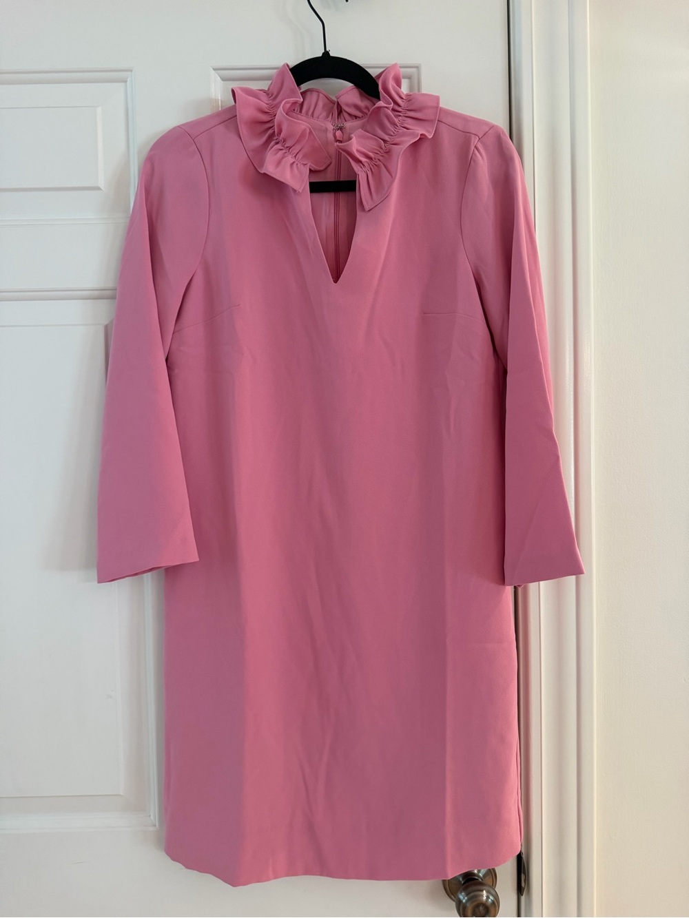 J. Crew Pink Ruffled-Neck Shift Dress